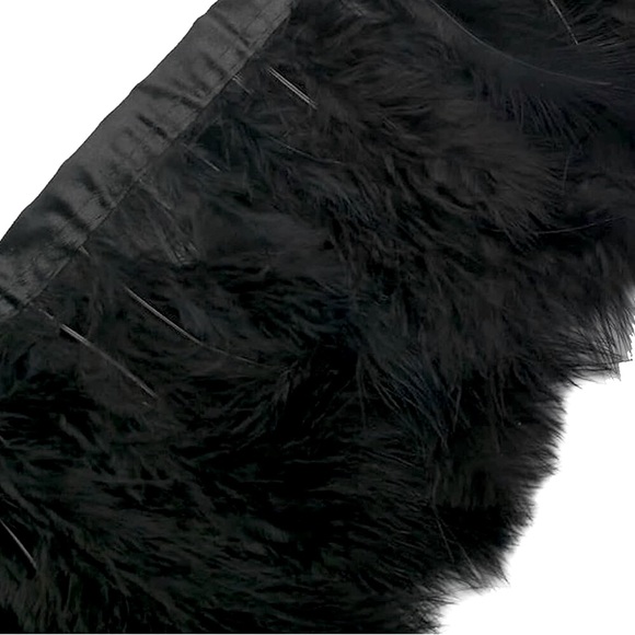 Black Turkey marabou feather with satin ribbon trim approx 5-6”W by 60” L - Picture 7 of 12